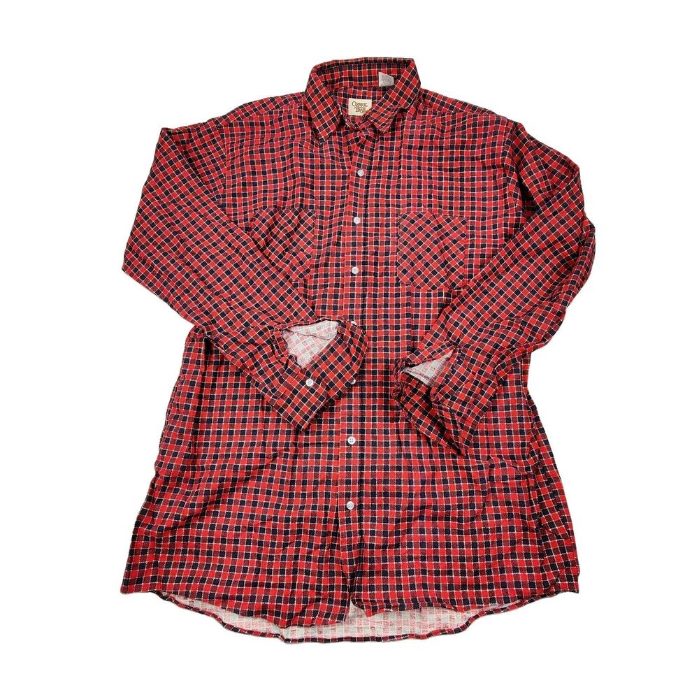 Ozark Trail Shirt Mens XLT Red Plaid Flannel Long Sleeve Button Up Made USA